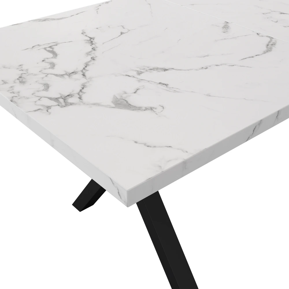 Esstisch, gekreuztes Design, rechteckiger Esstisch, Couchtisch, moderner, einfacher Esstisch aus Schmiedeeisen, 140 x 80 x 76 cm – Detail 29