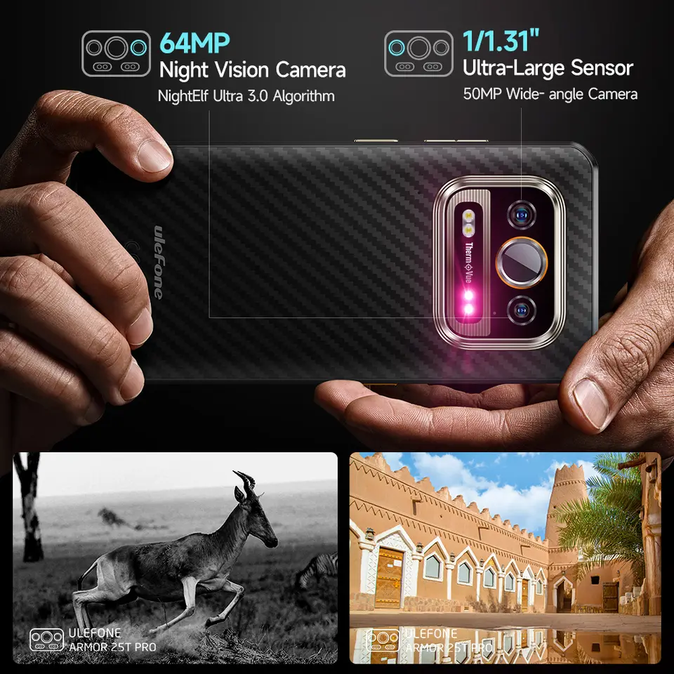 هاتف Ulefone Armor 25T Pro 5G متين بنظام Android 15 شحن لاسلكي 30 واط 50 ميجابكسل + 64 ميجابكسل ليلي NFC هاتف ذكي مقاوم للماء - 4