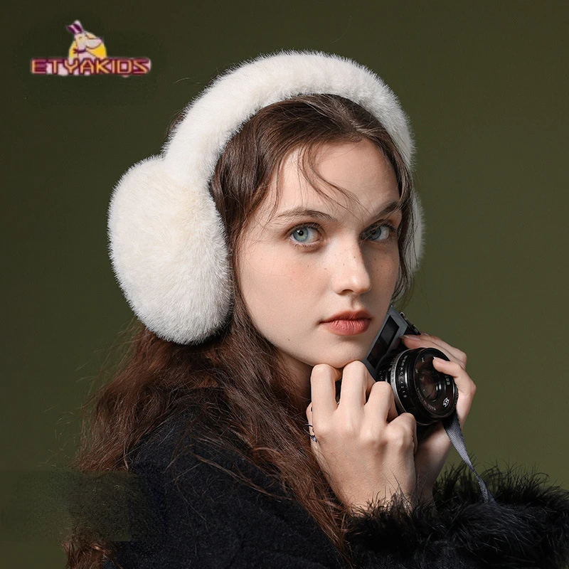 Winter Soft Plush Ear Warmer for Men and Women Outdoor Cycling School Windproof Foldable Imitation Rabbit Hair Ear Covers