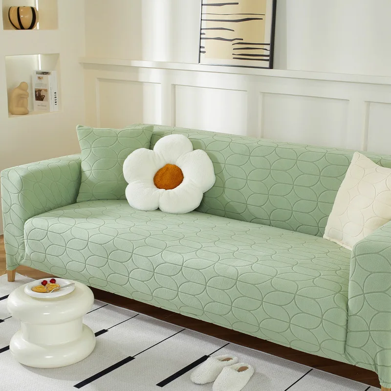 Universal Full Package Jacquard Velvet Elastic Sofa Cover Living Room Thickened Plush Dust-proof Anti Scratching Sofa Slipcover