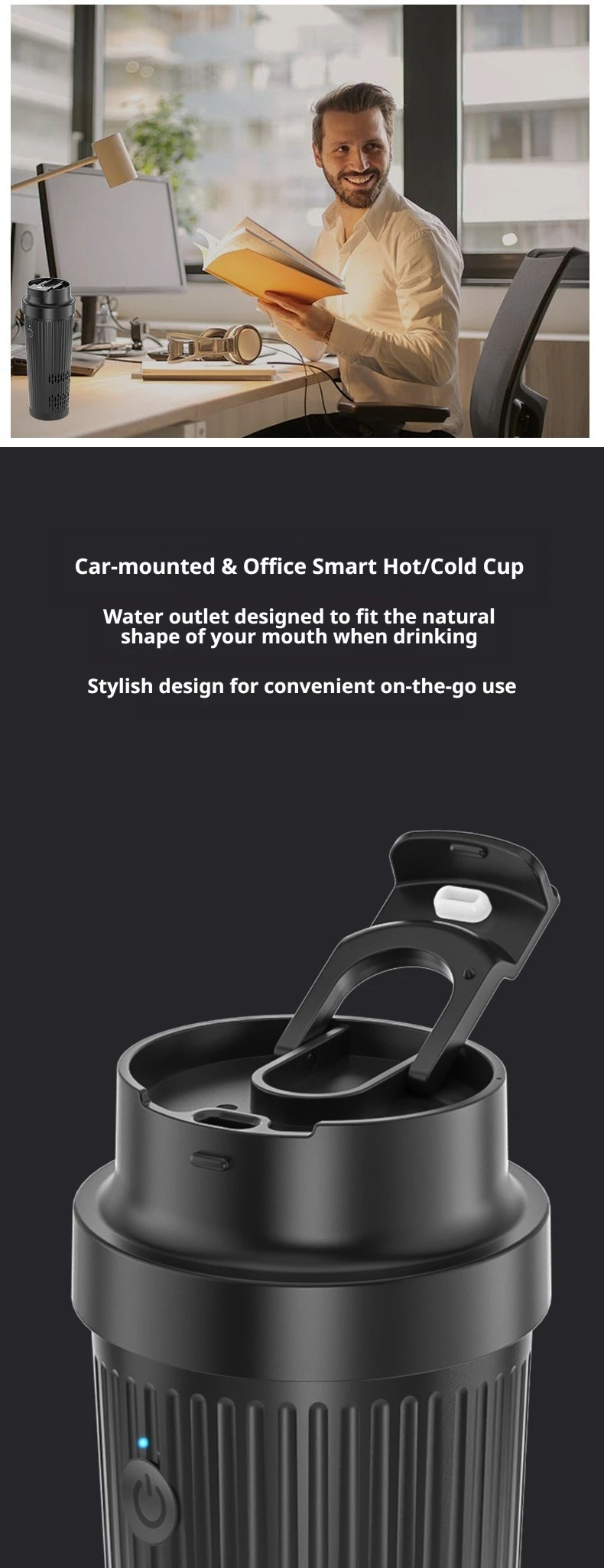 Smart Portable 12V Car Heating And Cooling Cup One Button Control 304 Stainless Steel Travel Coffee Mug Vehicle Drink Warmer