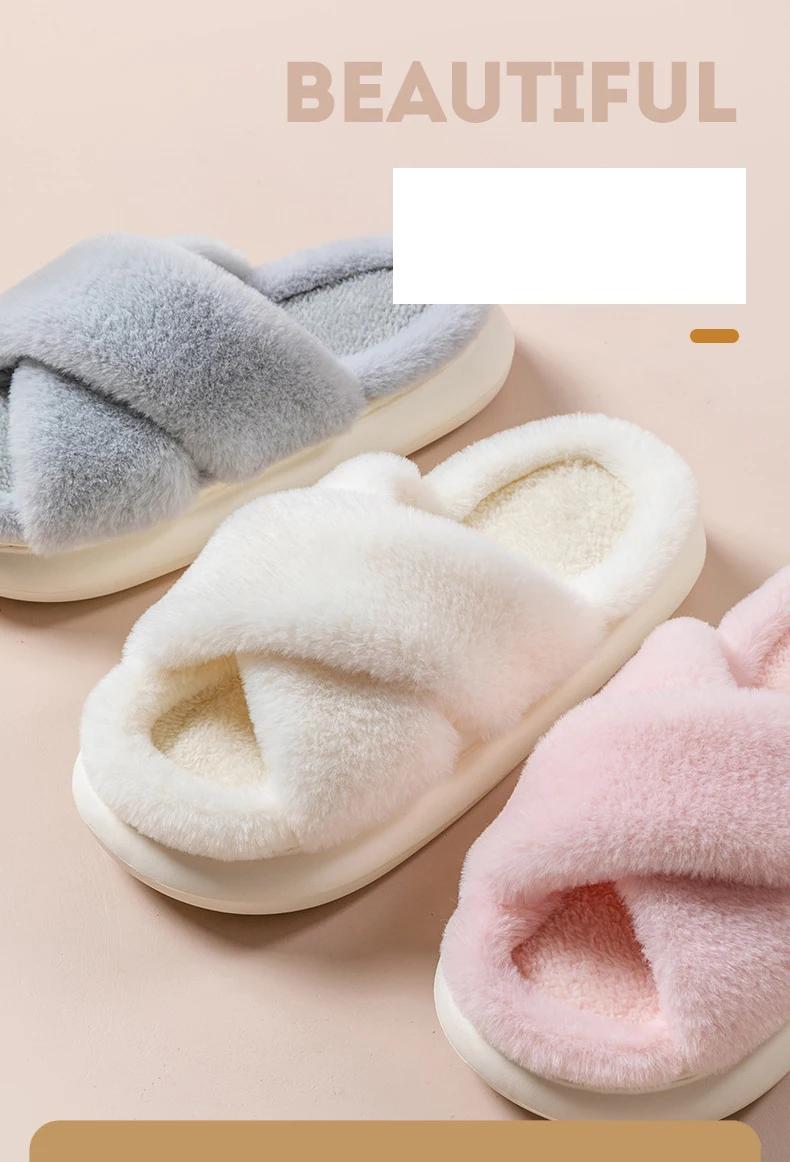 Flauschige Hausschuhe Frauen Haus Wohnungen Modedesigner Winters chuhe Damen Indoor Casual Plüsch Plattform Schuhe elegant groß – Detail 6