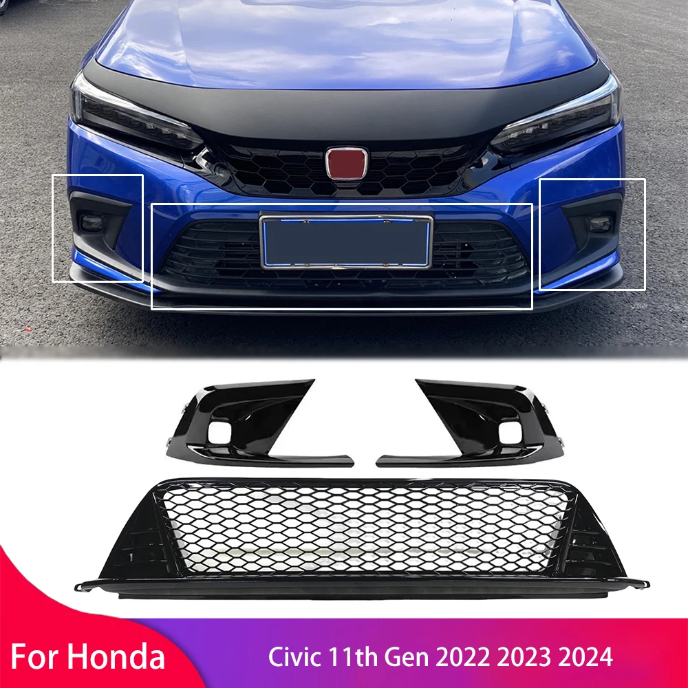 

Передний бампер для автомобиля Honda Civic 11 поколения 2022 2023 2024, комплект для замены Нижней Решетки рамы противотуманной фары