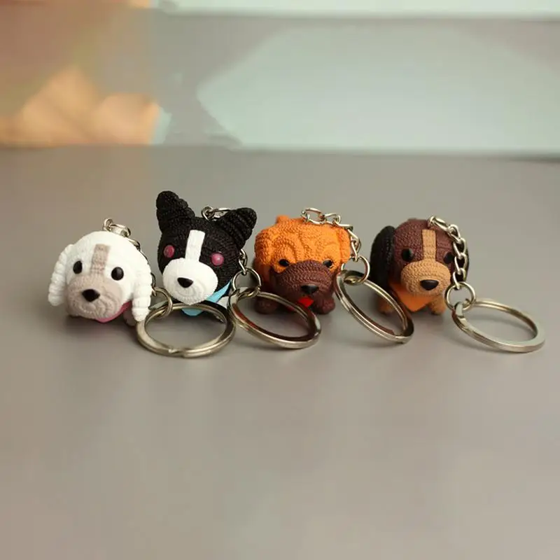 Car Key Backpack Keychain 4 Pieces Puppy Keychain with Cartoon Pet Dog Design Vivid Backpack Accessory Key Pendant for Bags