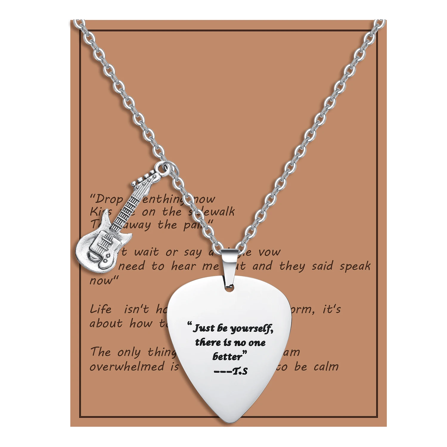 T.S Quotes Guitar Pick Necklace, Outfits Jewelry Accessories Inspired Fans Gift Merch