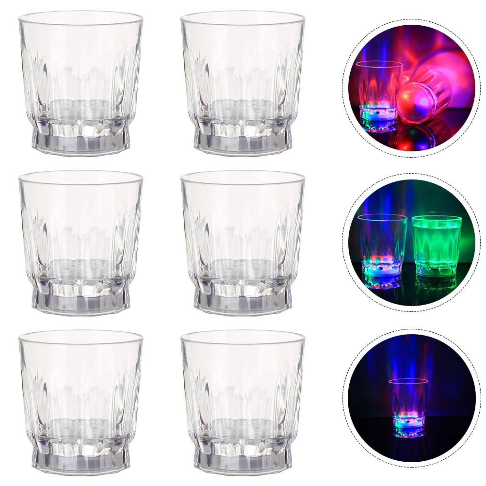 

6Pcs Light Glasses Glowing Wine Cups Plastic LED Cups Party Favors Birthday Wedding Plastic Wine Glasses