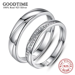 Fashion Genuine 100% 925 Sterling Silver Ring for Women Men Classic Engagement Zircon Couple Rings Wedding Jewelry For Lovers