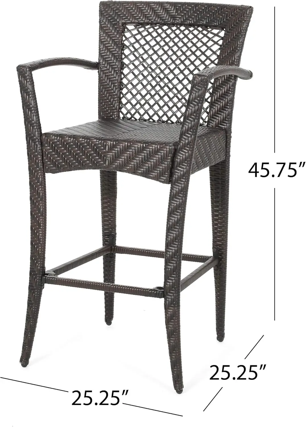 Megan Wicker Outdoor Wicker Barstool, Multi Brown Finish, Conjunto de 2, 46"