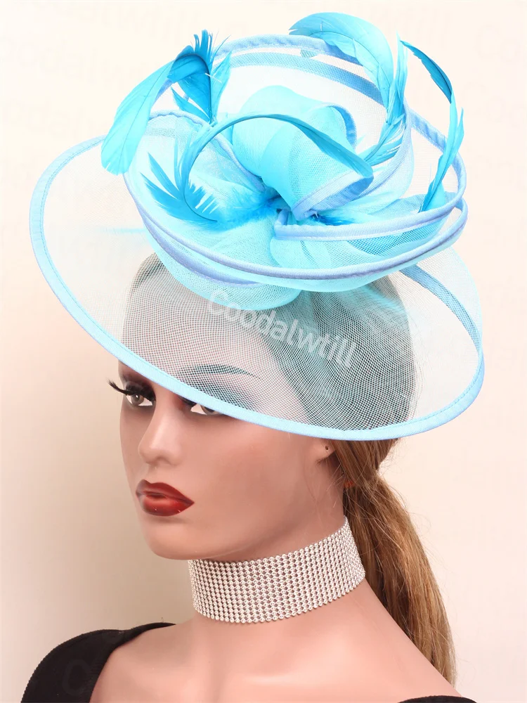 Tocado de pastillero de malla naranja, sombrero de boda para mujer, tocado de carrera de Iglesia, gorra de sombrerería de fiesta de Ascot real, tocado de cóctel para mujer