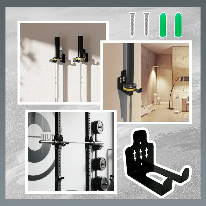 Metal Wall Mounted Barbell Rack Heavy Duty Gym Barbell Wall Bracket Fitness Storage Holder For Home Gym Workout