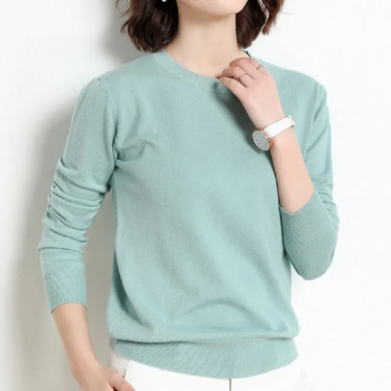 Korean Version of Sweater Women's Pullover Round Neck Short Loose All Matching Bottoms Autumn and Winter Thin Knitwear