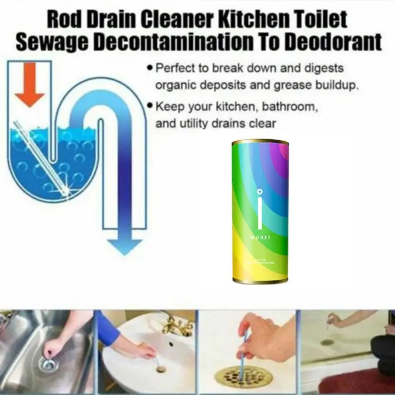 14PCS Kitchen Drain Cleaners Sink Sewer Cleaning Agent Remove Oil Pipe Cleaner Sani Sticks Rod Household Cleaning Products