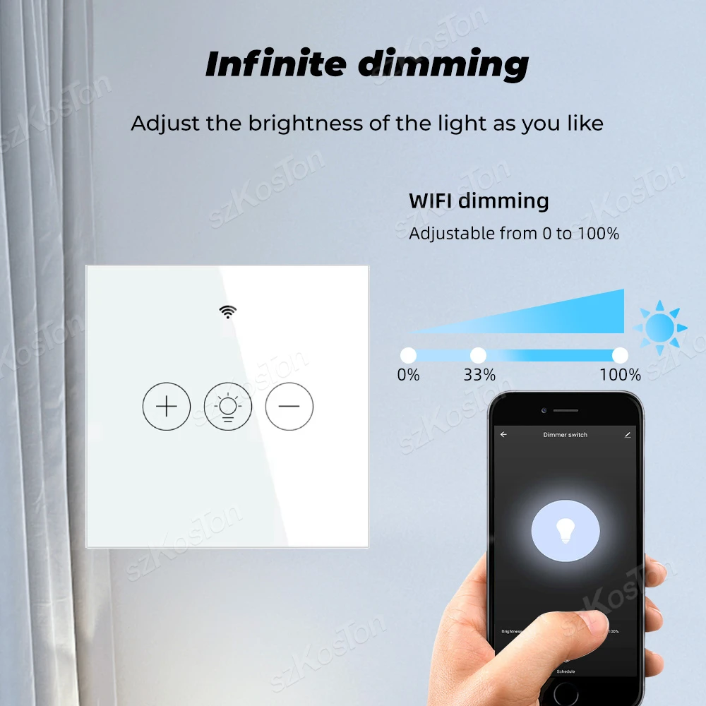 Tuya WiFi Dimmer Switch LED Light Smart Life App Wireless Remote Control Smart Light Wall Touch Switch for Alexa Google Home