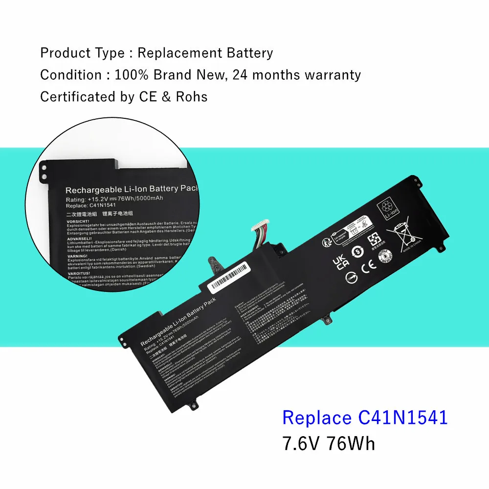 C41N1541 Laptop Battery for Asus ROG Strix GL702 GL702V GL702VM GL702VM-1A GL702VS GL702VT GL702ZC C41N1541-1