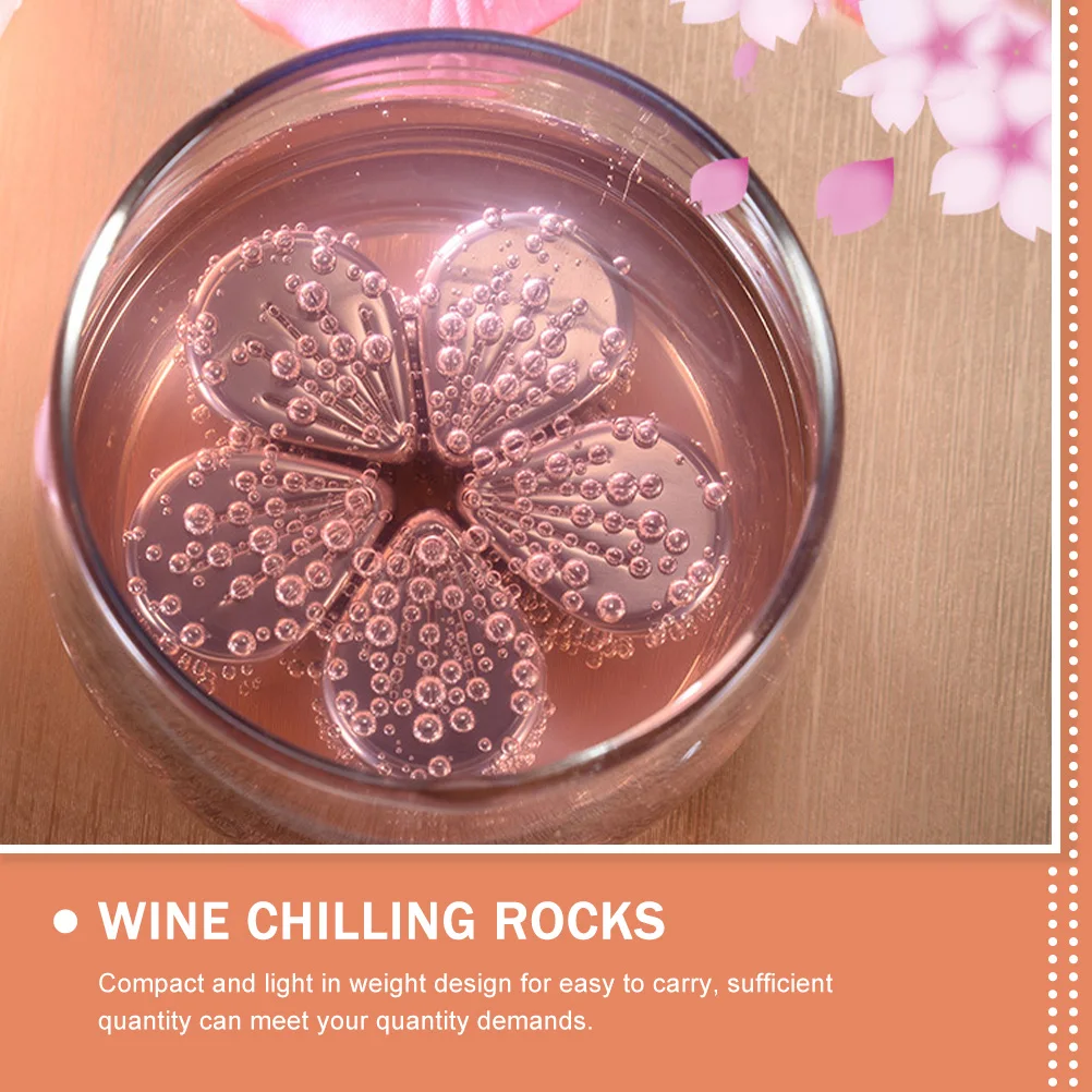 

5Pcs Stainless Steel Ice Cubes Whiskey Stones Petal Shape Reusable Metal Ice for Wine Drinks Whiskey Cube