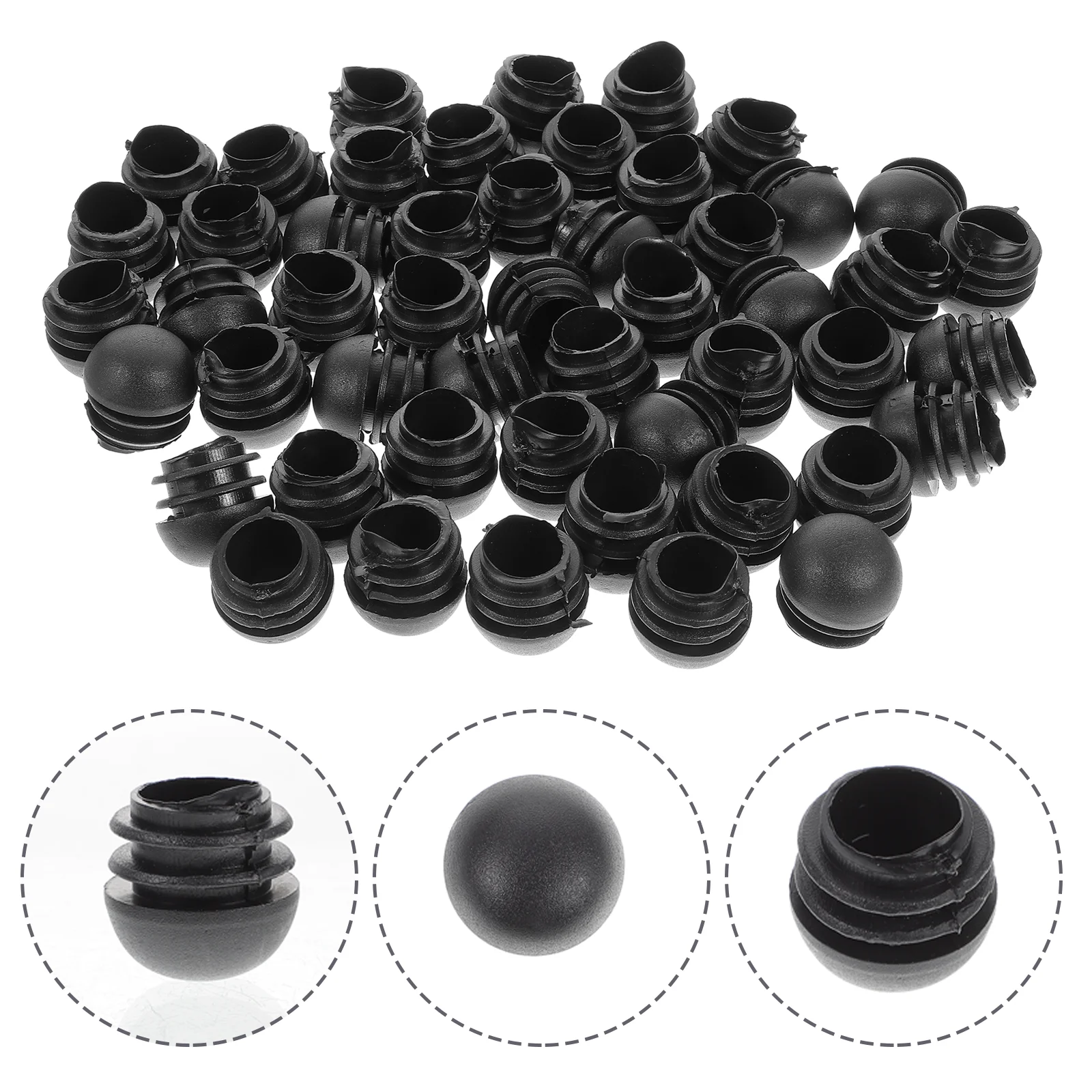 

100 Pcs Ball Plug Furniture Parts Chair Leg Inserts for Metal Legs Rectangle Caps Plastic