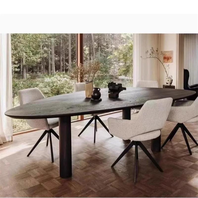 طاولة مؤتمرات غير منتظمة للمكتب من الخشب الصلب، طاولة طعام مكتبية منزلية بسيطة وحديثة #4