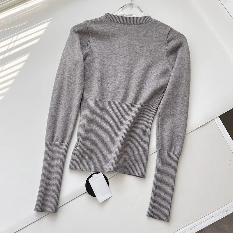 여성용 슬림 단추 니트 스웨터 가디건, O-넥 긴팔 싱글 브레스트 탑, 용수철 가을 패션, 빈티지 여성 의류