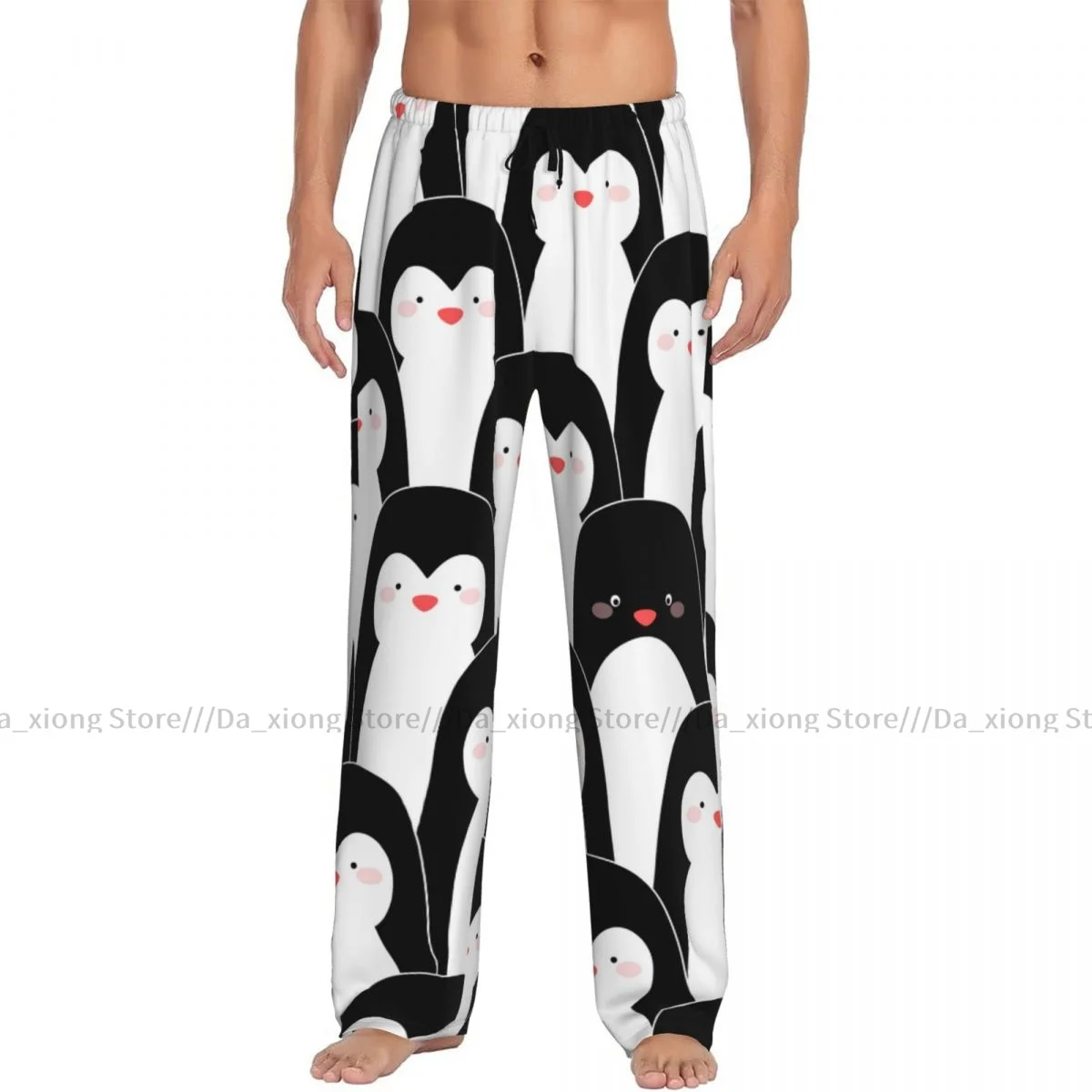 Men\'s Sleepwear Loose Sleep Pants Pajamas Cute Penguins Long Lounge Bottoms Casual Homewear