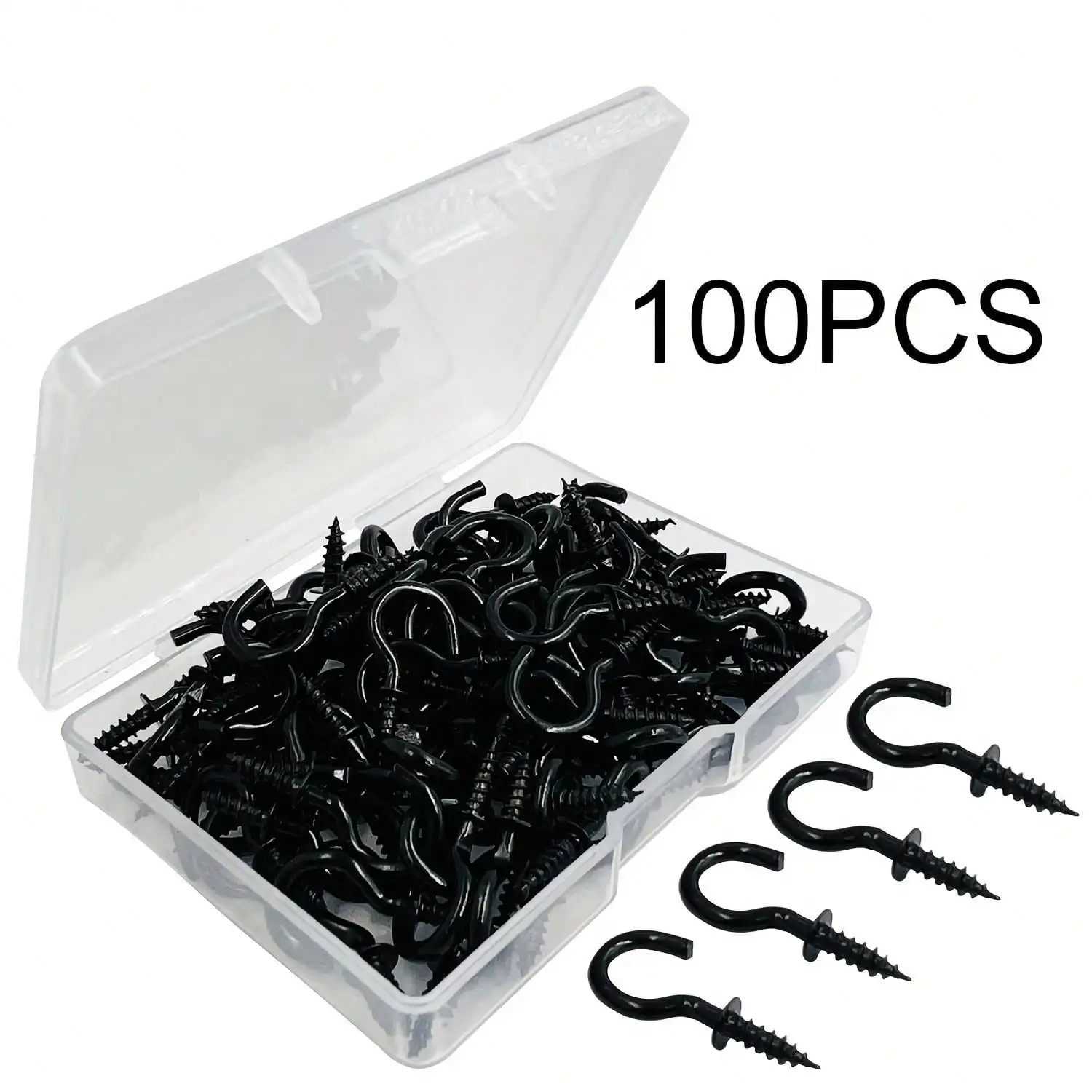 100 Stück 1/2 Zoll kleiner Schraubhaken, Mini-Drehhaken aus Metall, Metallbecherhaken, Schraubhaken, robuste Schrauben, Holzwand- und Deckenhaken