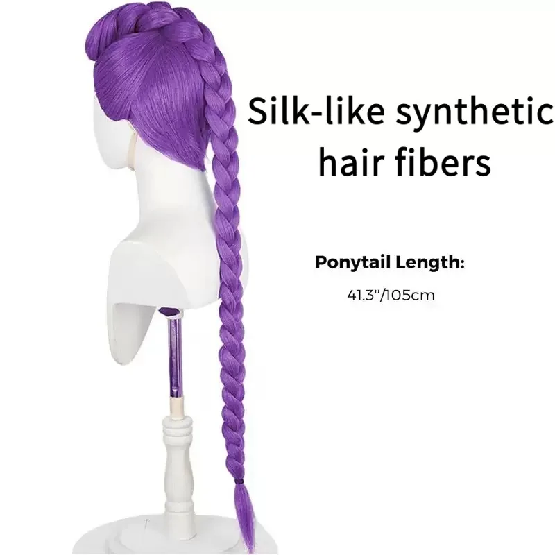 KPOP شيطان الصيادين رومي الأرجواني شعر مستعار تأثيري حفلة الهالوين الأرجواني أسود طويل الشعر مقاومة للحرارة بيروكات صناعية كرنفال الدعائم #2