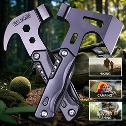 Outdoor multifunctional portable folding axe Hammer Stainless steel camping survival axe car broken window claw hammer tool