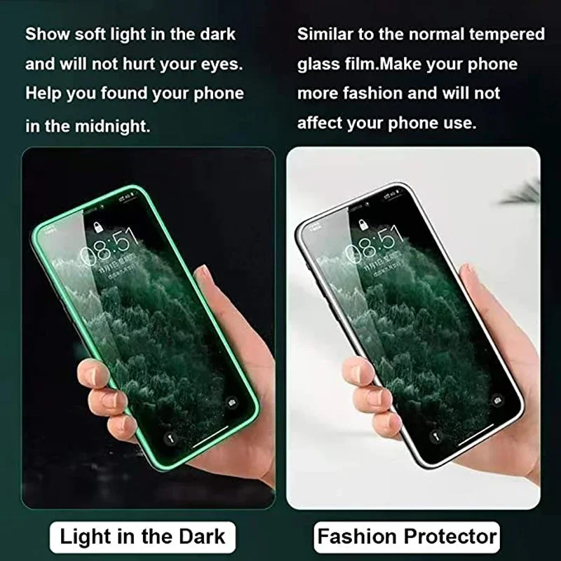 Magtim Luminous Screen Protector For iPhone 14 15 Pro MAX Glowing Tempered Glass For iPhone 11 12 13 Pro XS MAX XR 7 8 Plus