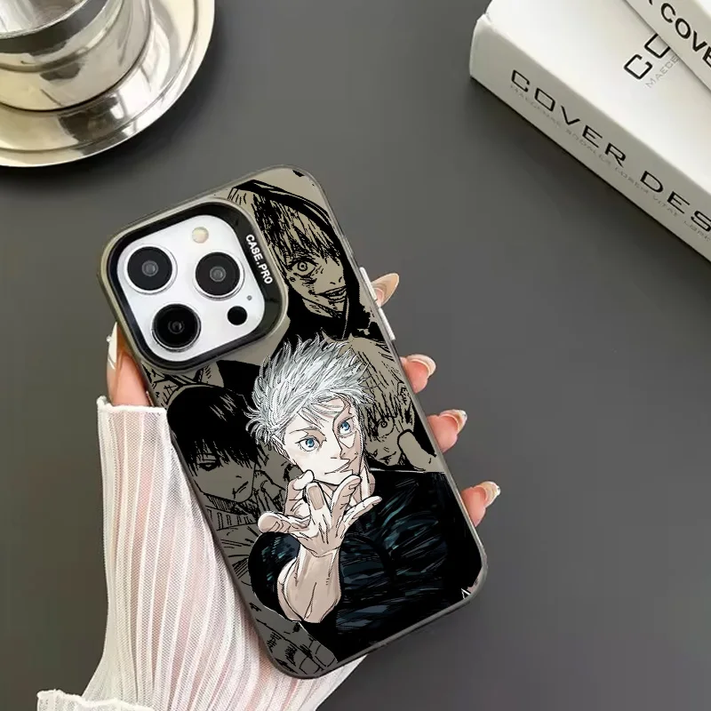 Jujutsu Kaisen Gojo Yuta For Apple iPhone 15 14 13 12 11 Pro MAX XR Colored Silver Plated Inside Phone Case Cover