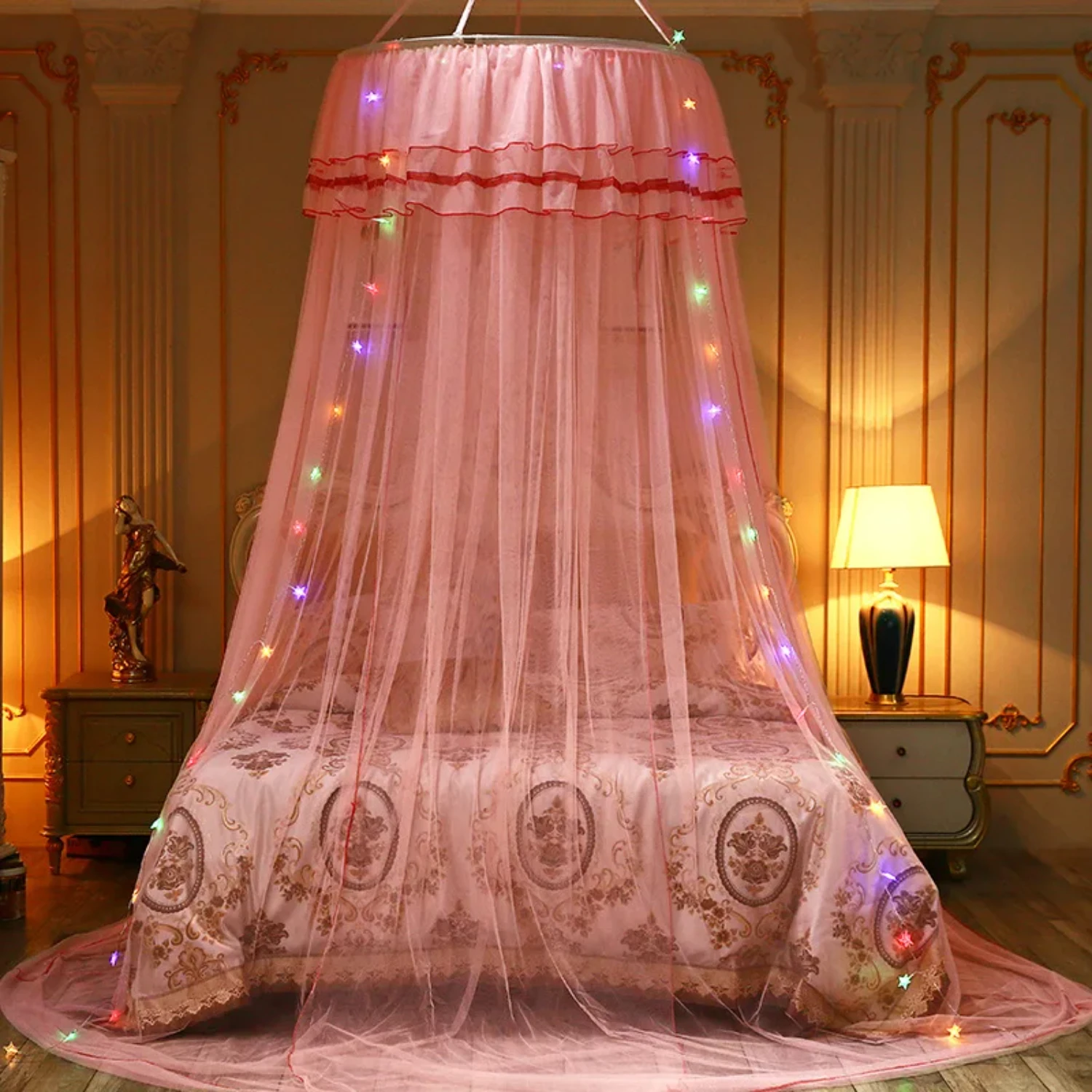 

Romantic Mosquito Net For Double Bed Single-door Dome Hanging Bed Curtain Princess Mosquito Bed Netting Canopy Room Decoration