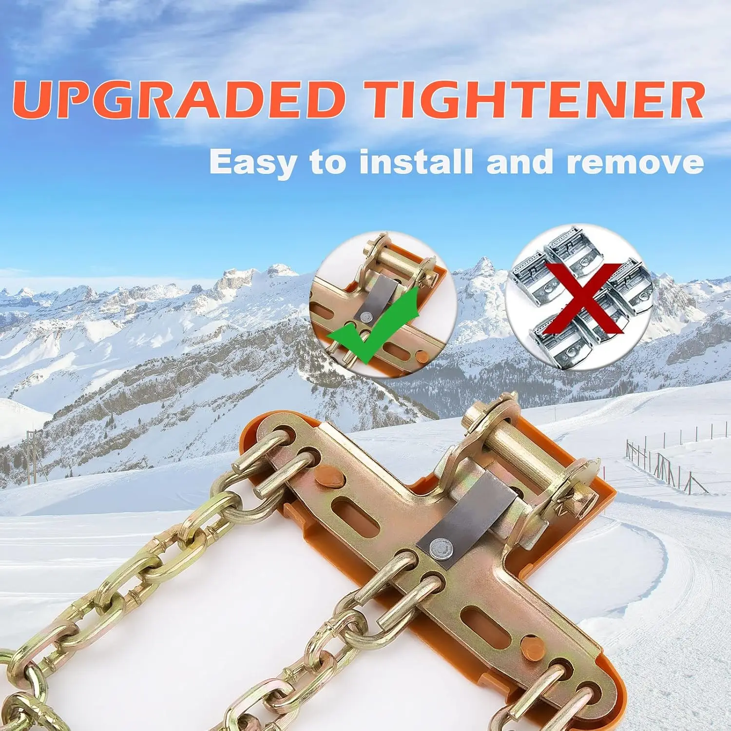 Snow Chains for SUV Car Pickup Trucks RV, Universal Adjustable Emergency Portable Snow Tire Chains, Applicable Tire Width