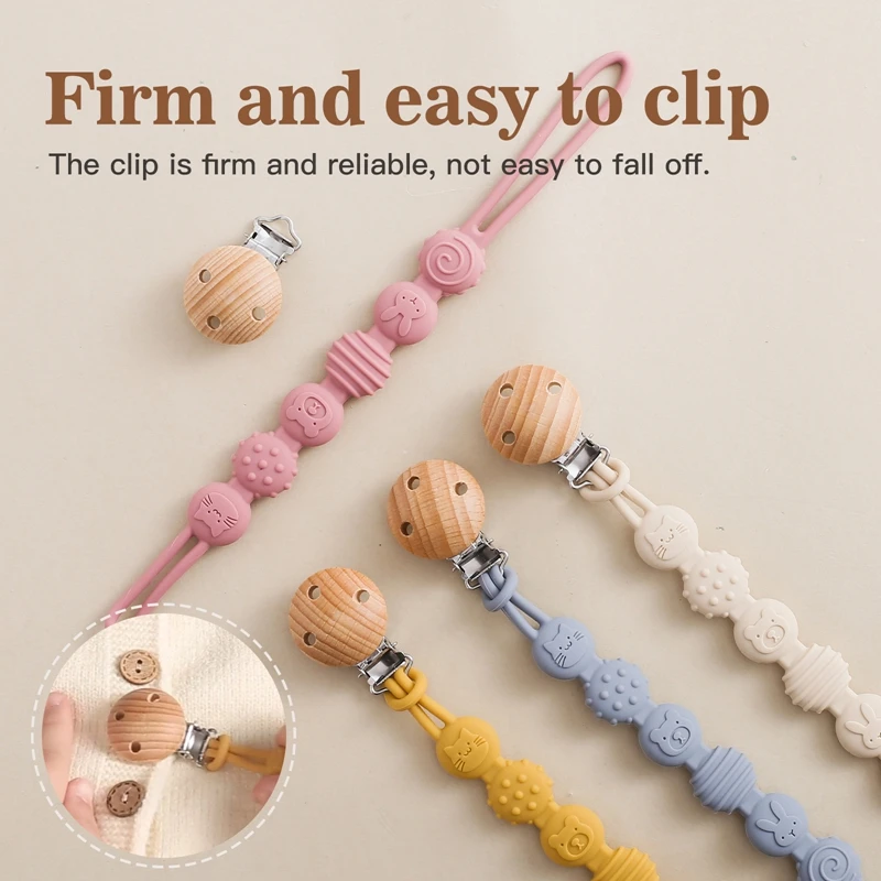 1Set Baby Silicone Pacifier Chain BPA Free Silicone Dummy Nipples Holder Clip Cartoon Teething Chain Toy For Newborn Chewing Toy