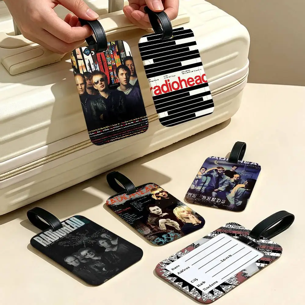 R-Radiohead Band Rainbow PVC Baggage Identification Tag Anti lost Information Card Holder Travel Suitcase Name Tag