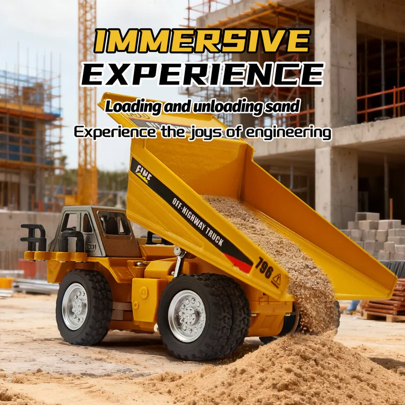 1/64 スケール リモートコントロールおもちゃの車 ダンプトラックモデル - エンジニアリング車両 卓上コレクション 男の子へのギフト