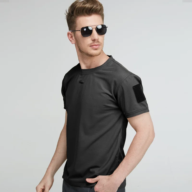 O-Neck Shirts Men Summer Quick Dry Men\'s Short Sleeve T-shirts Military Tactical Tops Breathable Elastic New Male Tees Clothes