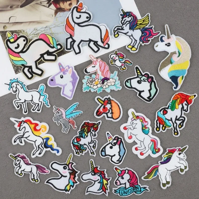

Unicorn Embroidery Cloth Sticker Cartoon Pony Patch Sticker One-horned Horse Computer Embroidery Sticker