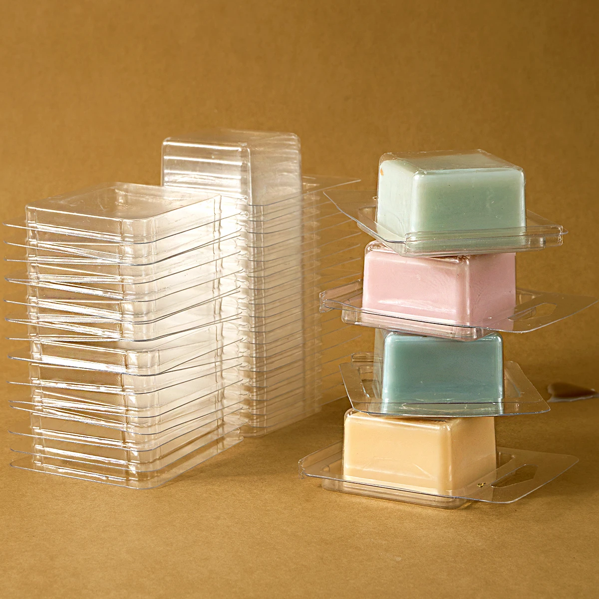 قوالب شمع تذوب مربعة الشكل ، صدف شمع شفاف ، ذوبان شمع بلا رشاش ، صناديق شموع ، لوازم مصنوعات يدوية ، أدوات سهلة الصنع ، 10-20 #3