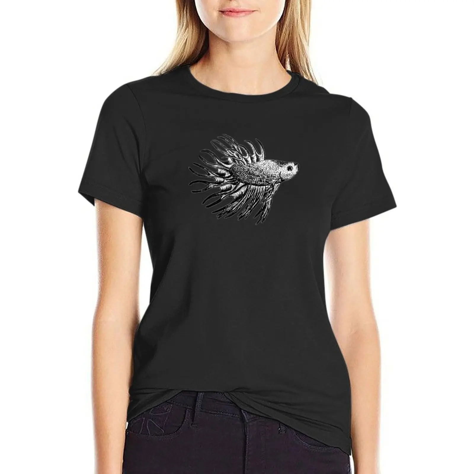 

Crown Tail Betta Fish T-Shirt Blouse funny oversized funny t shirts for Women