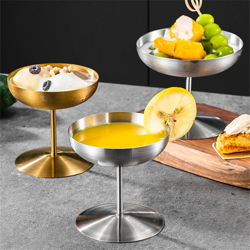 

304 Stainless Steel Martini Cups Cocktail Glass Ice Cream Dessert Goblet Drink Champagne Metal Wine Cup Restaurant Bar Utensils