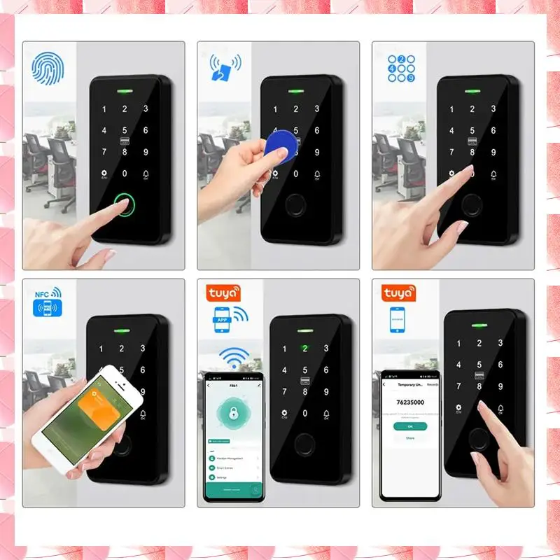 JAJA NFC Bluetooth Tuya APP Access Control Keypad Waterproof RFID Keyboard 13.56Mhz Biometric Fingerprint Touch Door Opener Dura