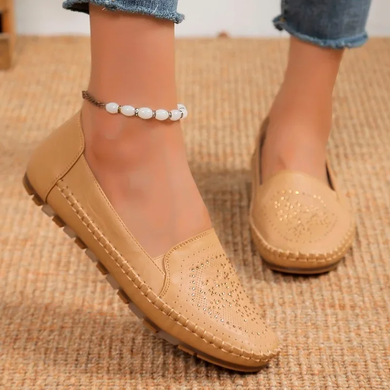 Hot Sale Shoes Female 2024 Summer New Slip-on Women\'s Flat Shoes Breathable Casual Walking Shoes Soft Non-slip Loafers Ladies