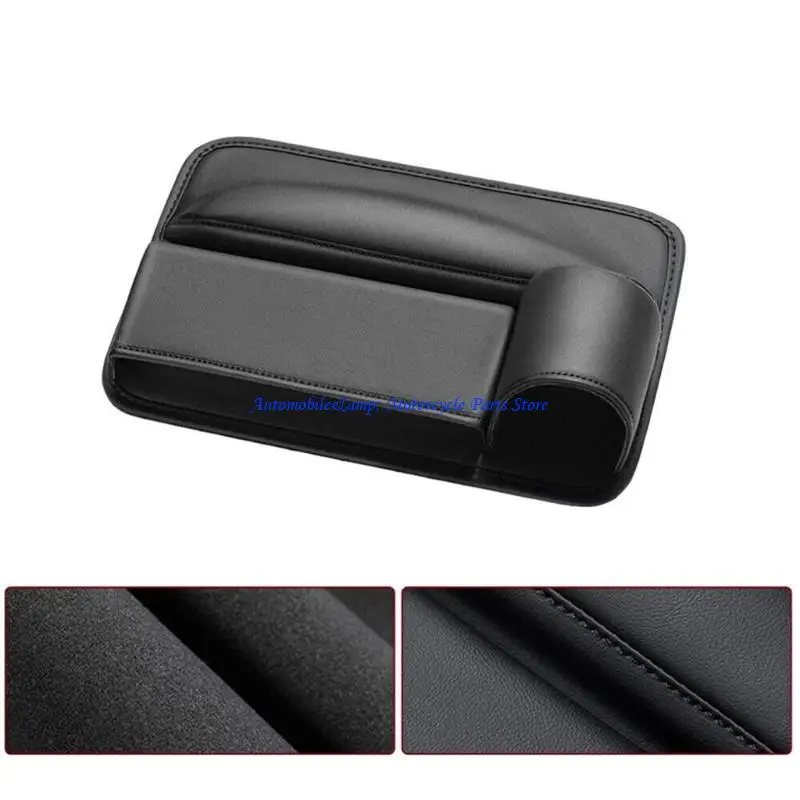 H7BD Leather Car Space Filler with Multiple Pockets Side Storage Holder for Storing Accessories & Beverages