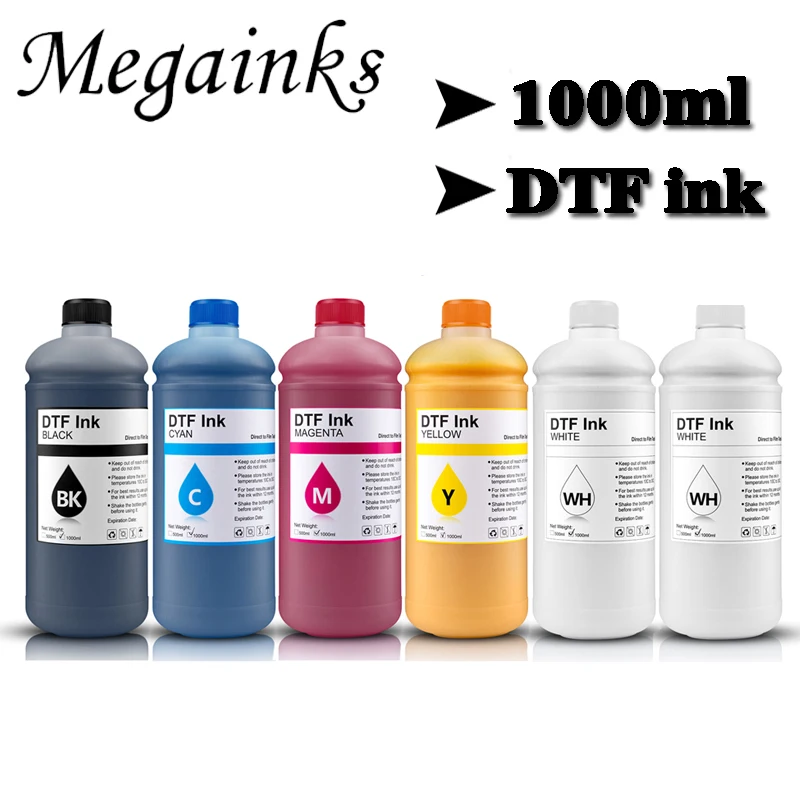 6PCS 1000ML DTF ink kit-2White for direct transfer film for PET film DTF INK all desktop & large format DTF ink printer