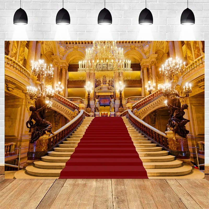 1 PCS Vinyl 210X150cm Luxury Palace Photography Backdrops Chandelier Arches Hotel Backdrops