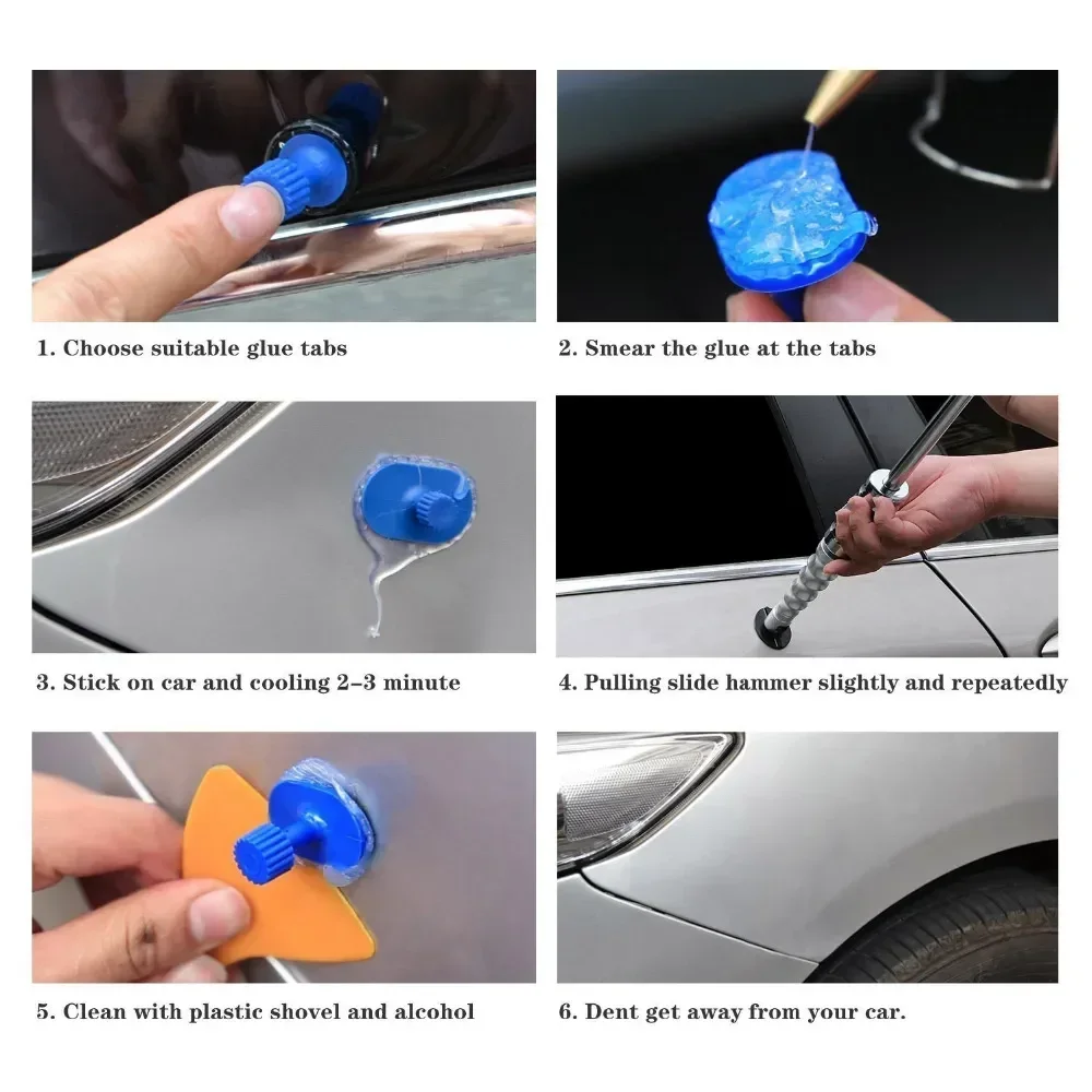 90Pcs New Glue Pulling Tabs Car Body Dent Removal Pulling Tabs Paintless Dent Repair Tools Glue Puller Tabs Set