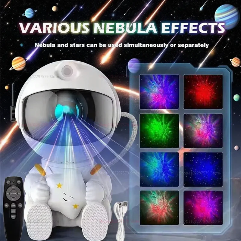 2025 Galaxy Star Astronaut Projector LED Night Light with Starry Sky Projection Bedside Decor Kids Bedroom Gift Educational Toy