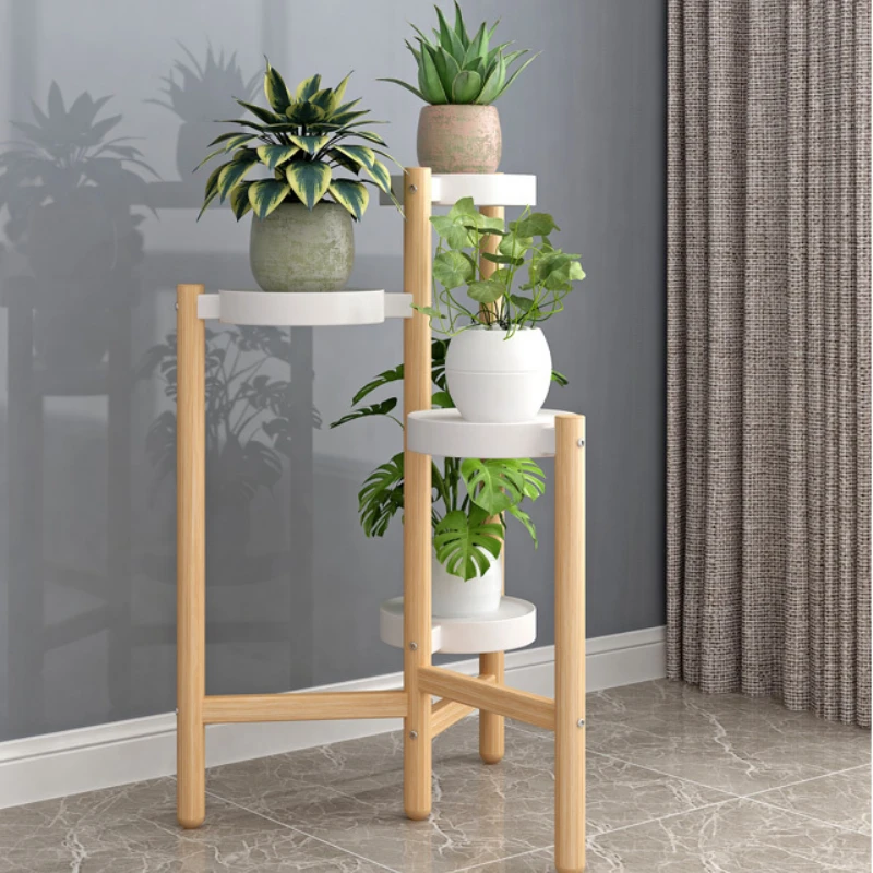 4-Tier Bamboo Plant Stand Tall Corner Flower Pot Holder Nordic Display Rack for Living Room Bedroom Balcony Organizer