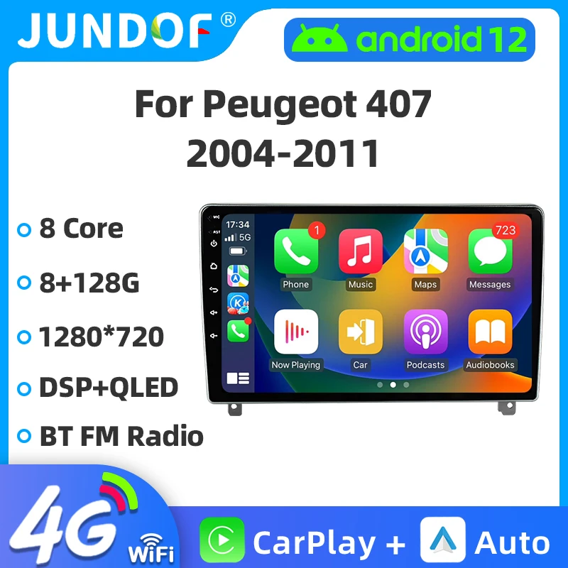 

Jundof Car Radio For Peugeot 407 1 2004-2011 Video Player GPS Navigation Multimedia Stereo WIFI RDS Wireless CarPla No 2din DVD