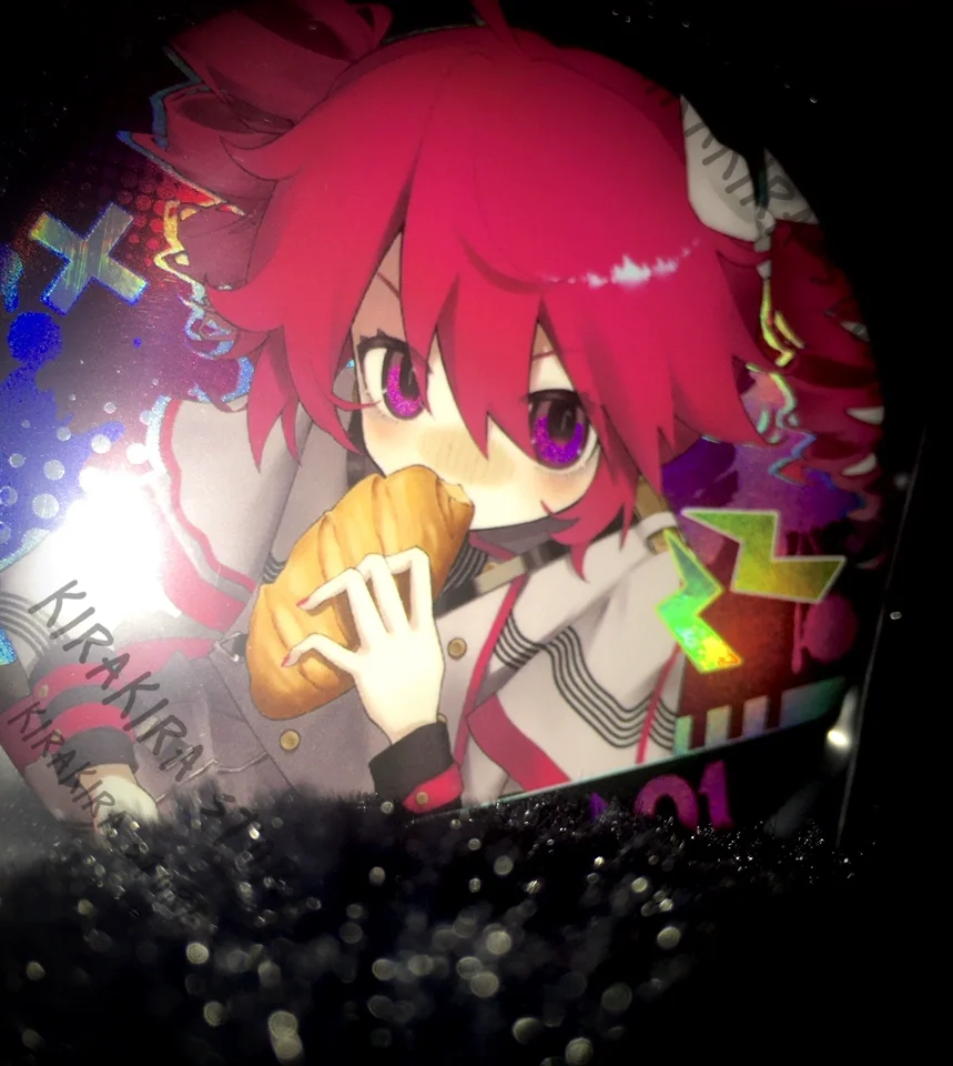 Badge Kasane Teto Emblema anime Distintivi doppio flash Biglietto laser Cosplay Targa in acrilico in piedi Accessorio colorato