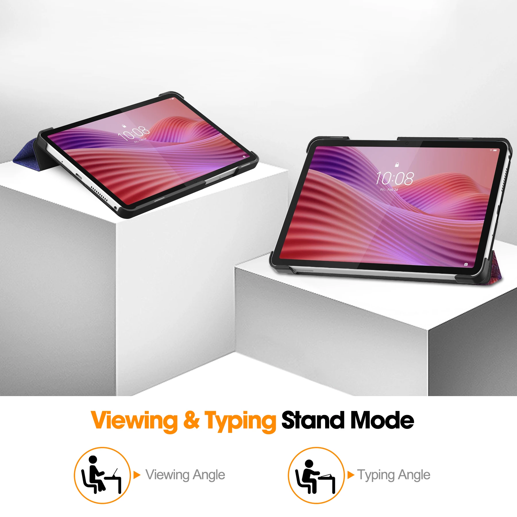 Capa para tablets para Lenovo Tab One/Tab K9 8,7 polegadas PU couro com rodízio triplo capa dura