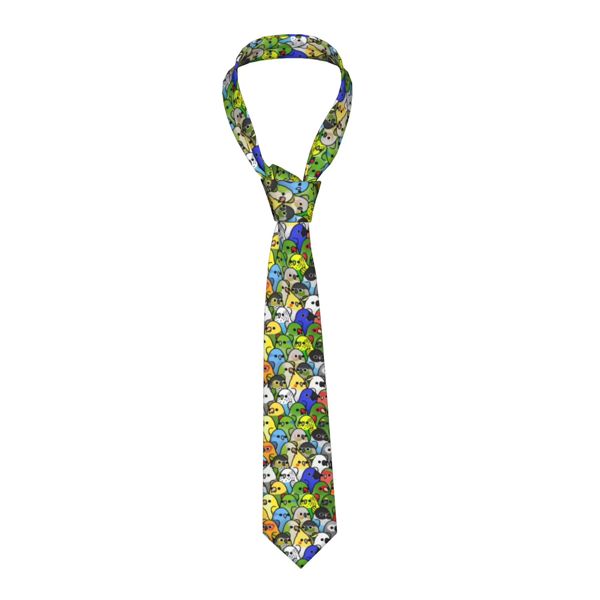 Fashion Funny Parrot Birds Squad Art  Ties for Wedding Men Cockatiel Bird  Neckties